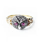 Vintage 18ct Gold Rose Cut Diamond & Ruby Owl Ring