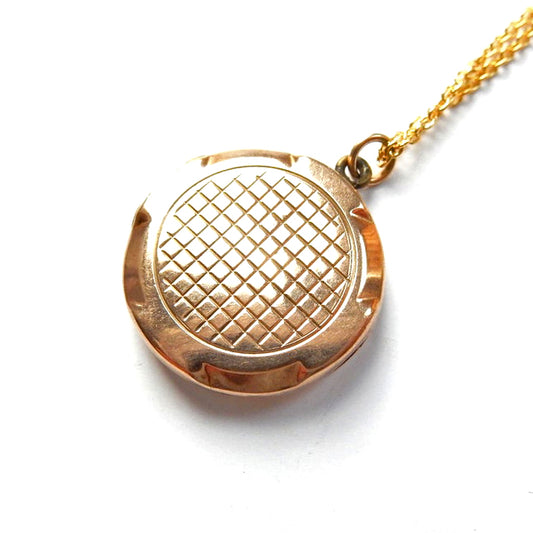 Vintage 9ct Gold Gold Back & Front Circle Locket Necklace