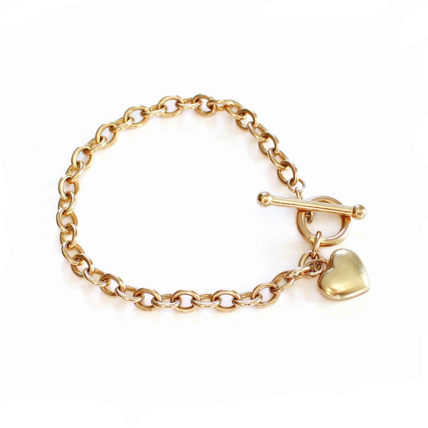 Vintage 9ct Gold Heart Toggle Bracelet