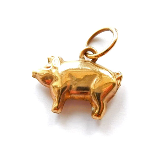 Vintage 9ct Gold Pig Charm