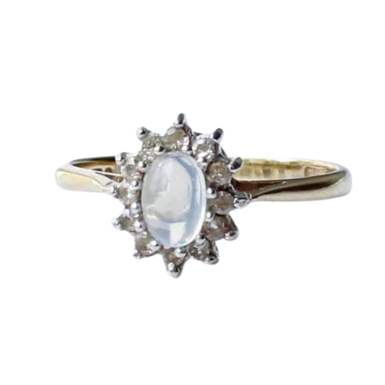 Vintage 9ct Moonstone & Diamond Ring