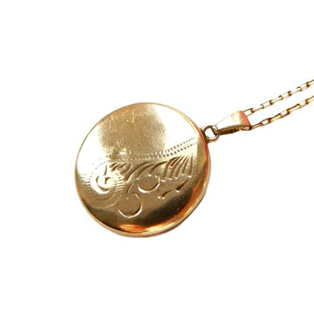 Vintage Rolled Gold Circle Locket with Chain