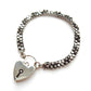 Vintage Sterling Silver Bobble Link Bracelet with Heart Padlock Catch