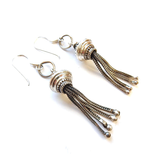 Vintage Sterling Silver Tassel Drop Earrings