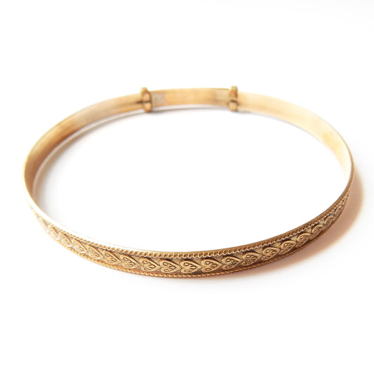 Vintage 9ct Rolled Gold Expandable Heart Bangle Bracelet