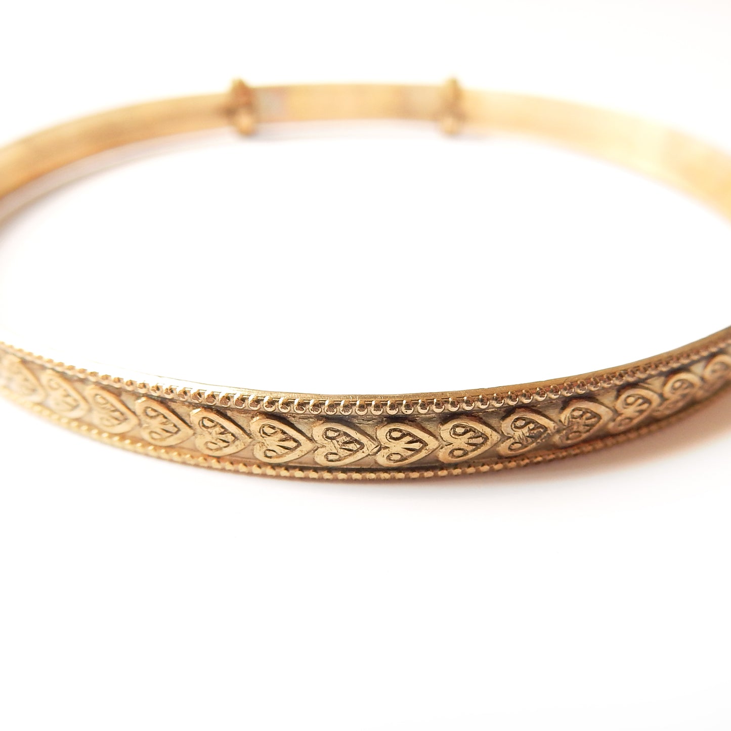 Vintage 9ct Rolled Gold Expandable Heart Bangle Bracelet