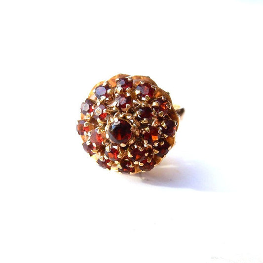 Vintage 14ct Gold Garnet Cocktail Ring US Size 7.5 UK Q