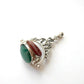 Vintage Sterling Silver Onyx Agate Carnelian Spinning Fob Pendant