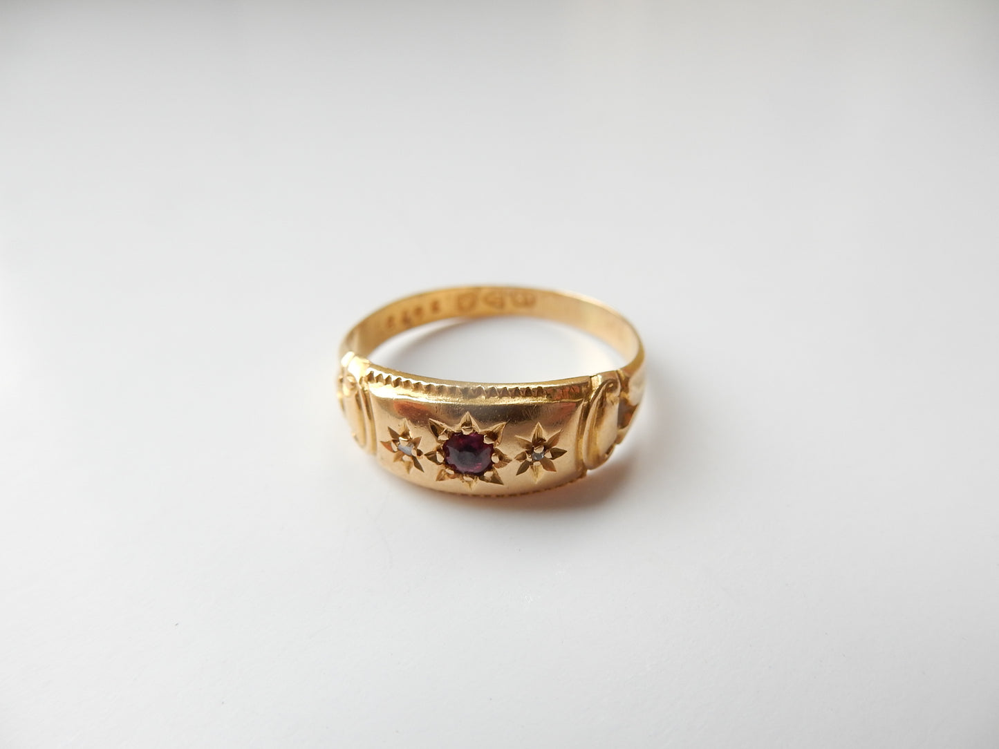 Victorian 18ct Gold Garnet Diamond Starburst Ring US Size 6 UK N