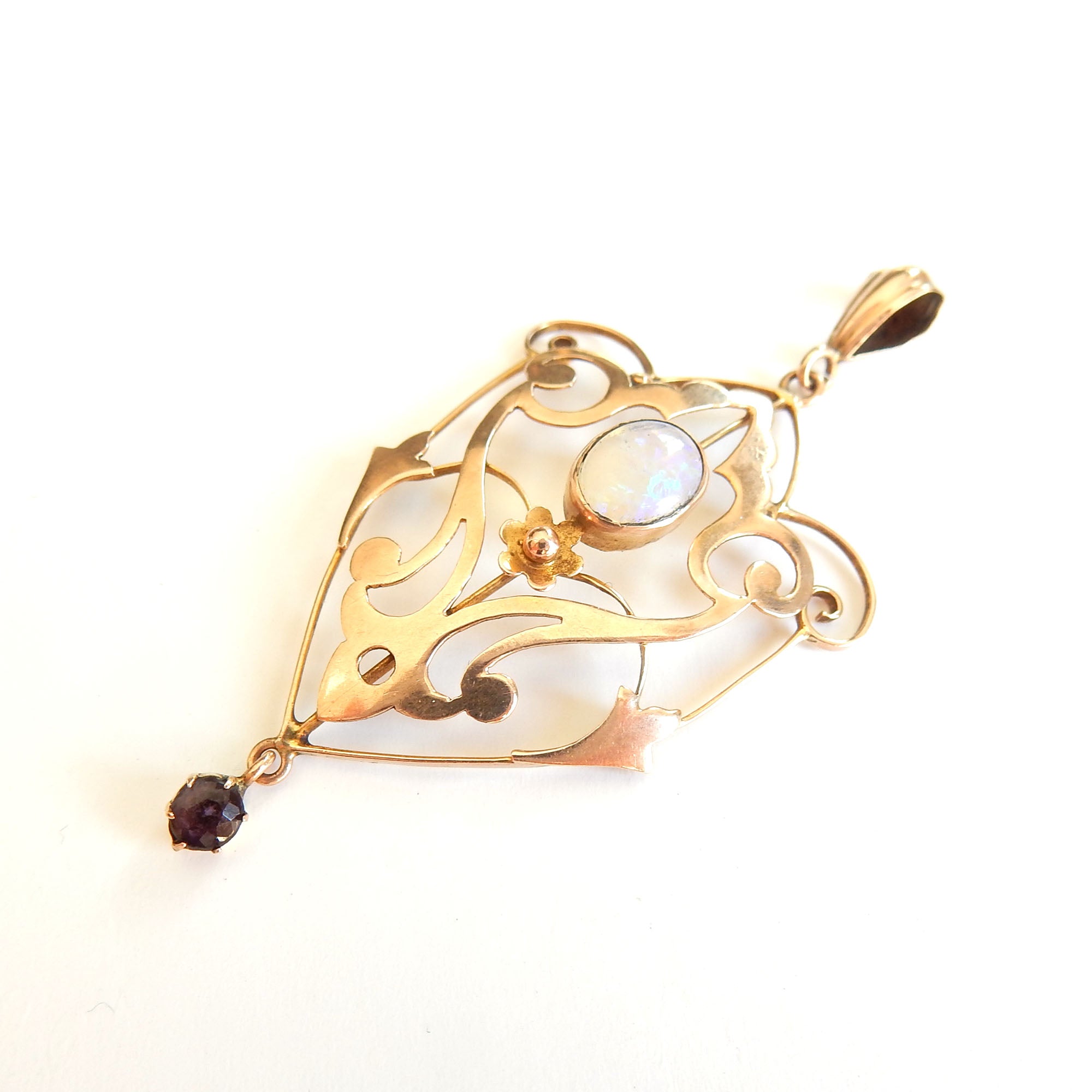 Gold Opal Garnet Charm Pendant Necklace – Boylerpf