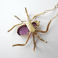 Antique Edwardian 9k Yellow Gold Amethyst Spider Necklace Brooch Conversion