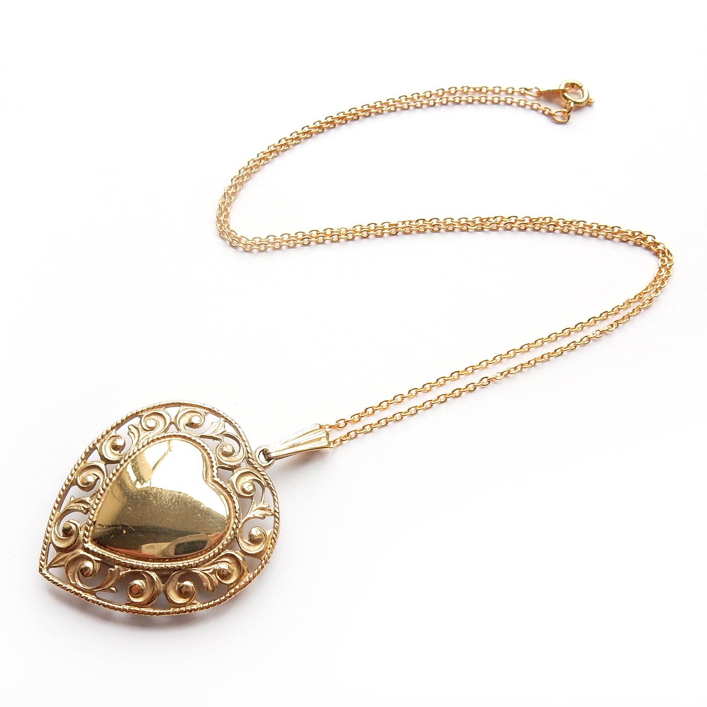 Vintage Rolled Gold Heart Locket & Chain