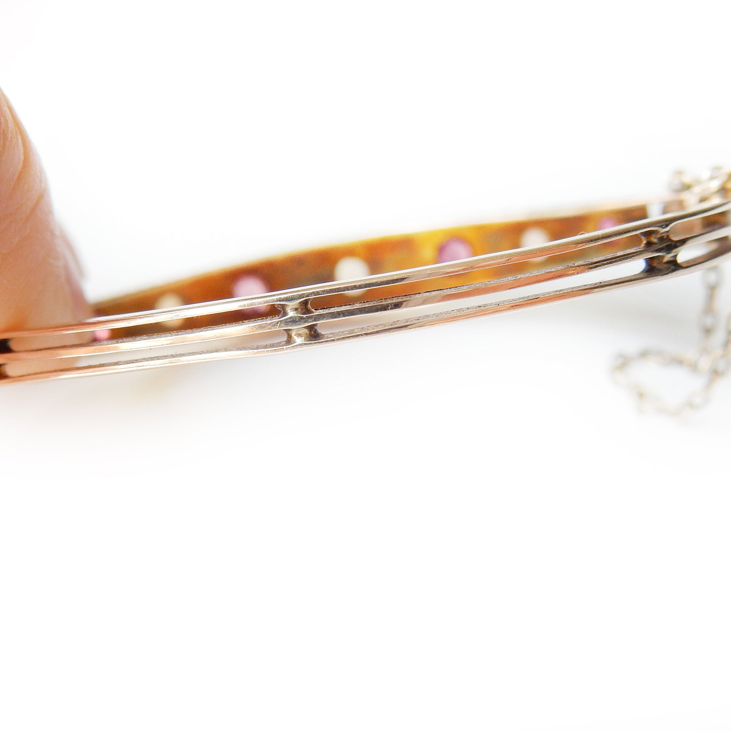 Victorian 9ct Gold Opal & Ruby Starburst Bangle Bracelet 5 3/4" (10.7grams)