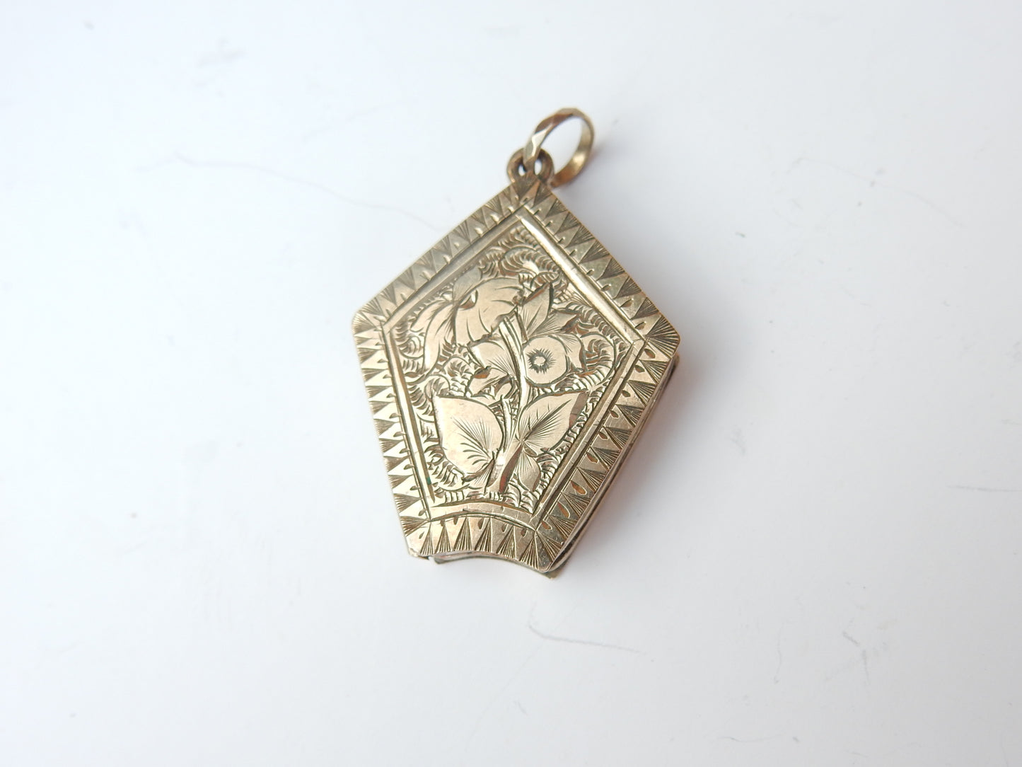 Antique Rolled Gold Shield Locket Vintage Gold Engraved Locket