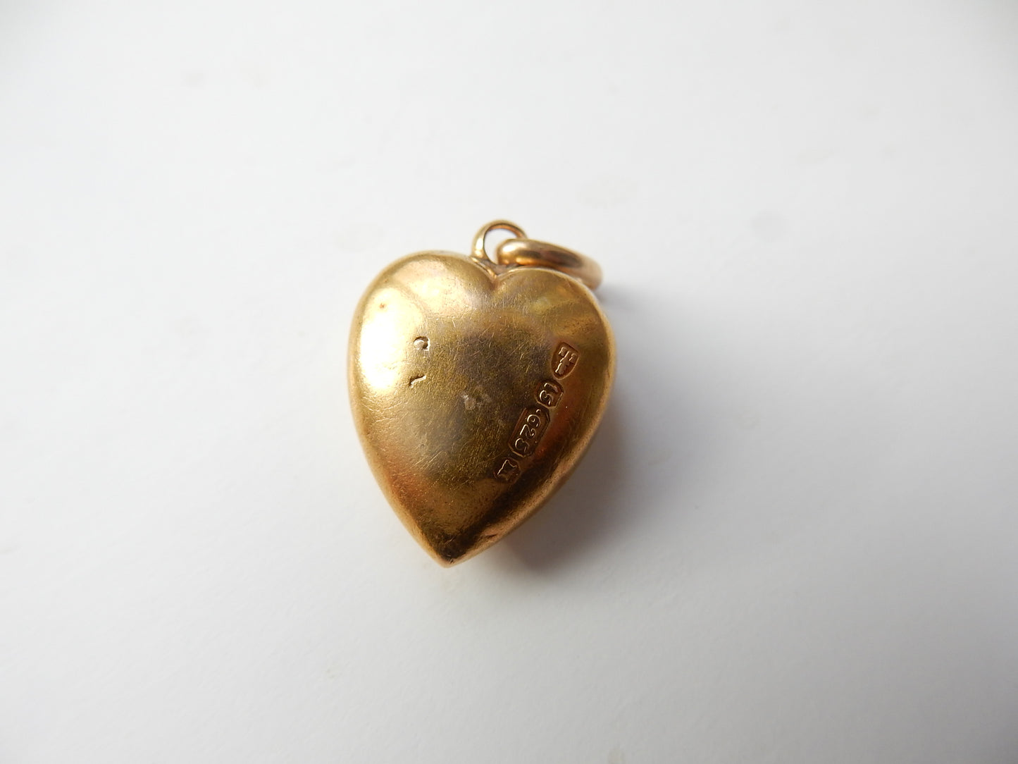 Victorian 15ct Gold Seed Pearl & Garnet Puffy Heart Charm