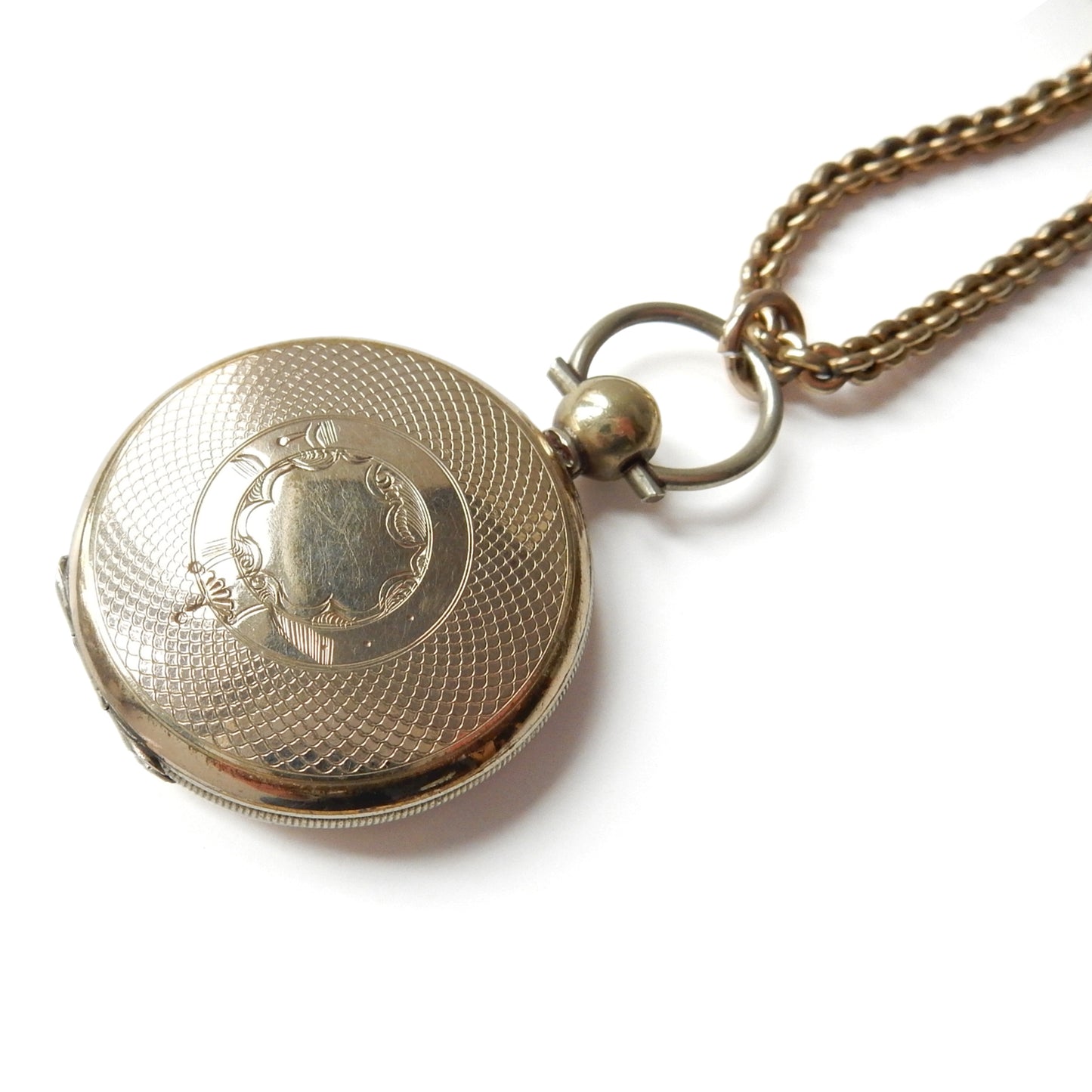 Antique Victorian Rolled Gold Fob Locket with Original Chain