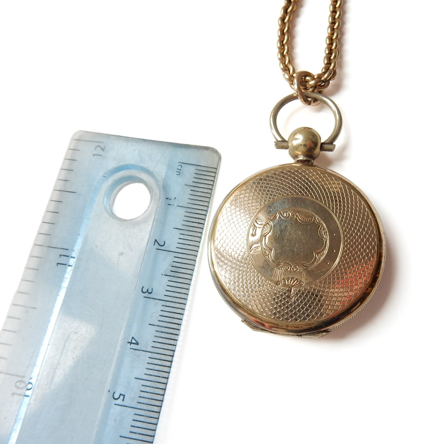 Antique Victorian Rolled Gold Fob Locket with Original Chain