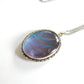 Antique 1930s Art Deco Morpho Butterfly Wing Pendant Necklace Sterling Silver B12