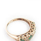 Antique 9k Gold Diamond Emerald Starburst Ring May Birthstone US Size 6 UK M 1/2