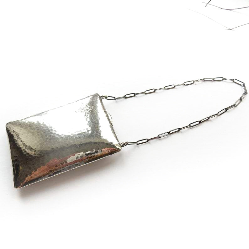 Antique Sterling Silver Compact Chatelaine Purse Sovereign Coin Holder