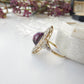 Victorian 18ct Gold Diamond Amethyst Cabochon Navette Ring US Size 7 UK P