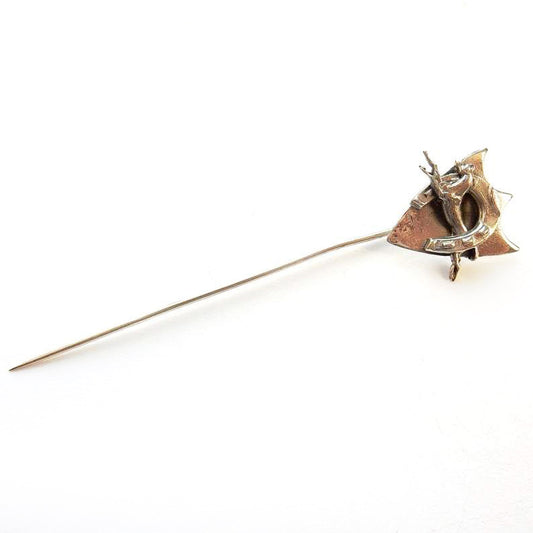 Vintage Sterling Silver Lucky Horse Shoe Hat Pin Stick Pin