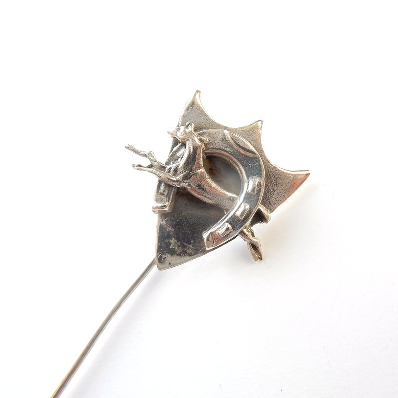 Vintage Sterling Silver Lucky Horse Shoe Hat Pin Stick Pin