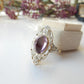 Victorian 18ct Gold Diamond Amethyst Cabochon Navette Ring US Size 7 UK P