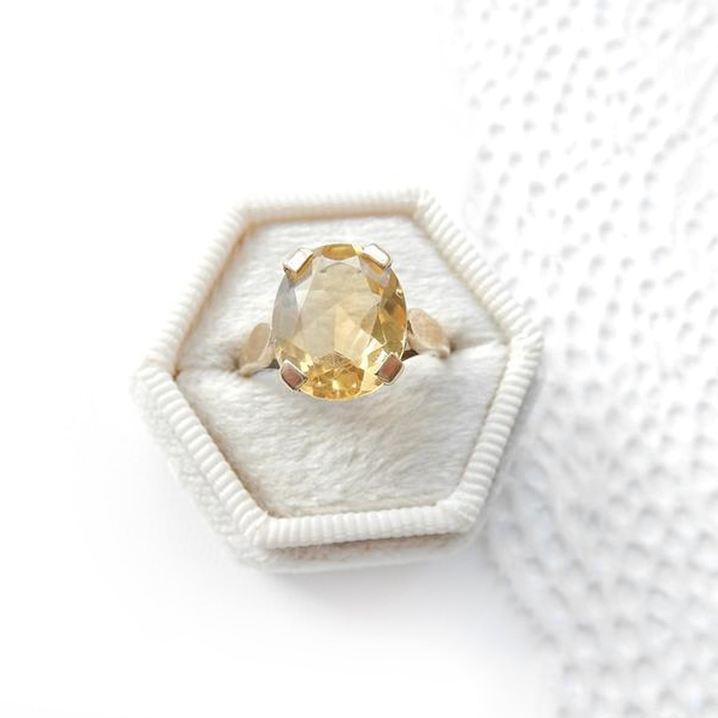 Vintage 9ct Gold Citrine Ring June Birthstone US Size 5.5 UK L 1/2