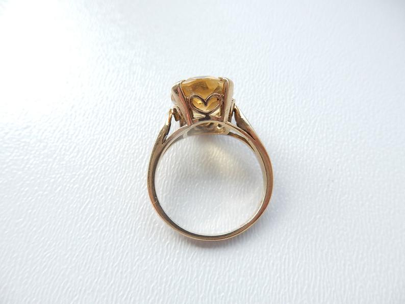 Vintage 9ct Gold Citrine Ring June Birthstone US Size 5.5 UK L 1/2