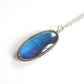 Antique Art Deco Morpho Butterfly Wing Pendant Necklace Sterling Silver