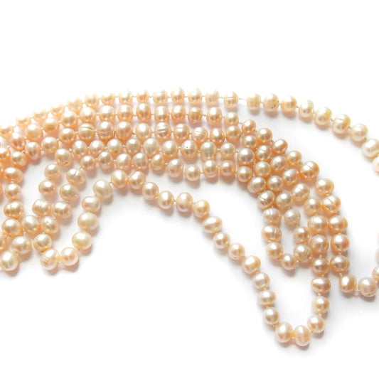 Hand Knotted Freshwater Pearl Long Bead Necklace