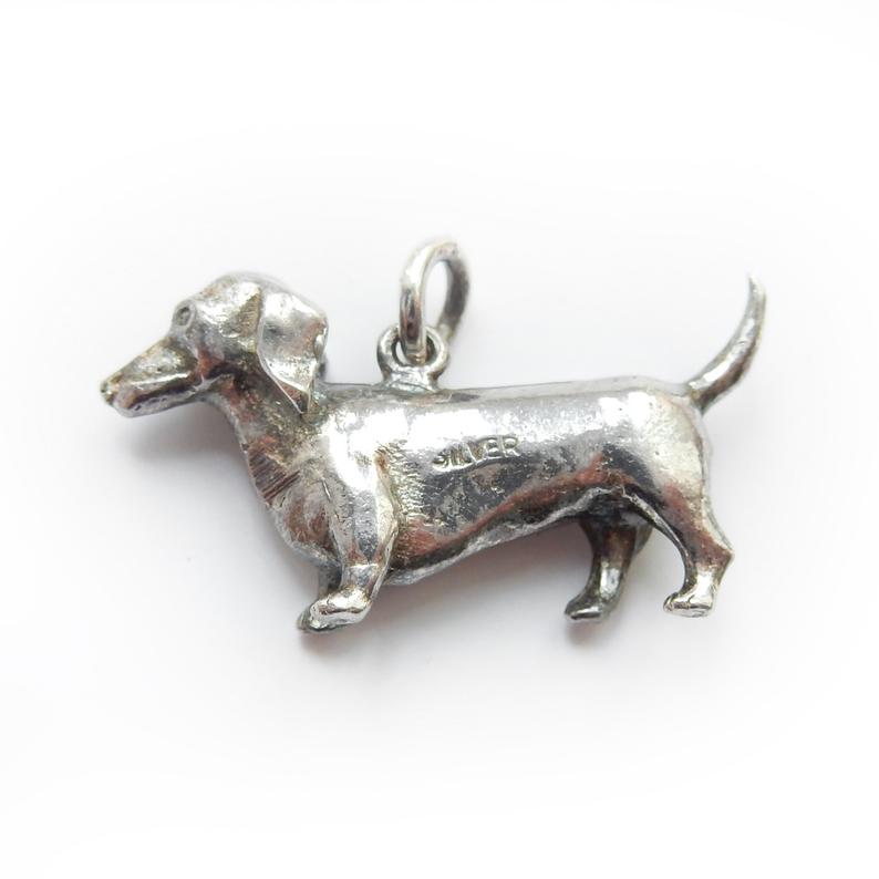 Vintage Sterling Silver Dachshund Dog Charm Pendant