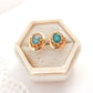 Vintage 14 Carat Gold Opal Stud Earrings October Birthstone