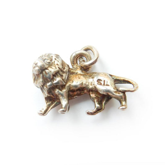 Vintage Sterling Silver Lion Charm Pendant