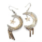 Vintage Sterling Silver Filigree Moon & Stars Celestial Earrings