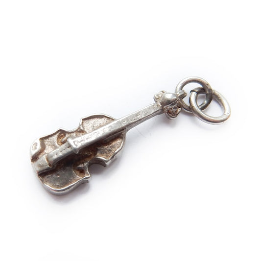 Vintage Sterling Silver Guitar Charm Pendant