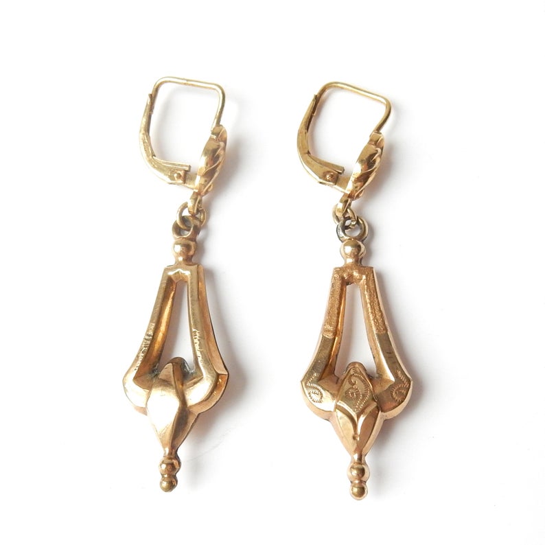 Antique Rolled Gold Drop Earrings
