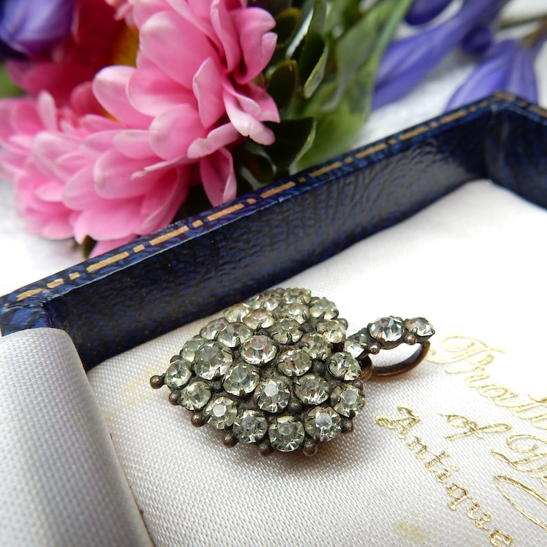 Edwardian Rolled Gold Diamond Paste Puffy Heart Charm