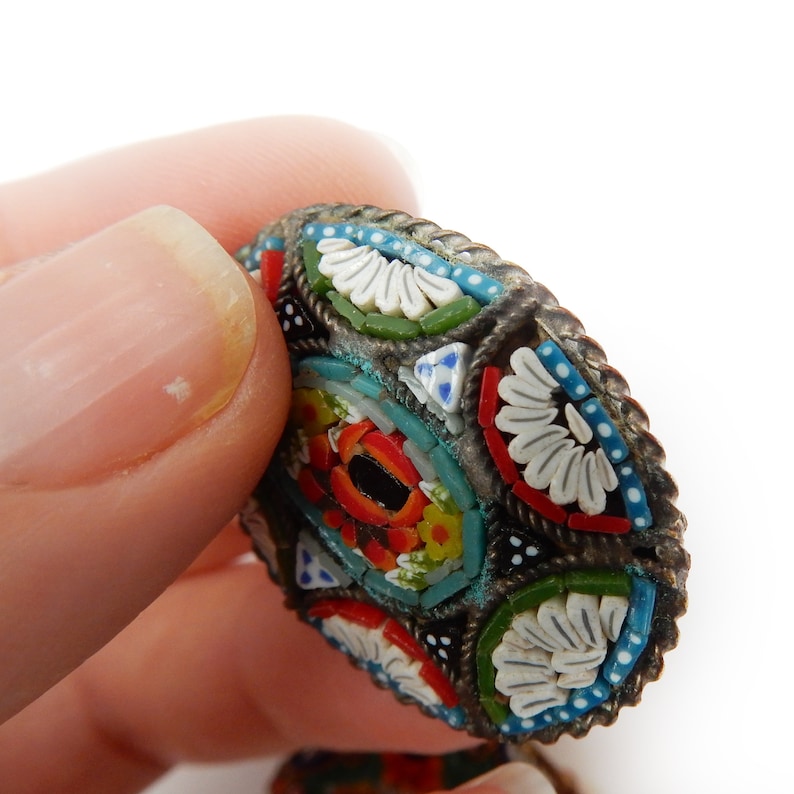 Vintage italian clearance micro mosaic brooch