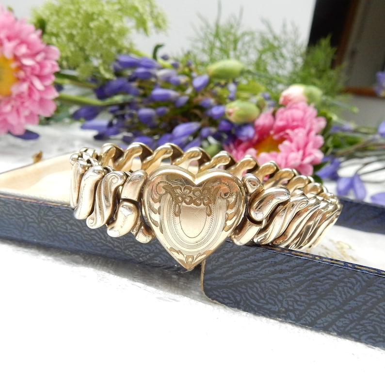 Vintage Gold Filled Expansion Sweetheart Bracelet 1940s Jewellery