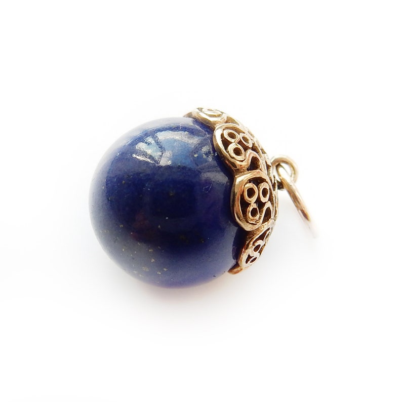 Vintage 9ct Gold Lapis Lazuli Globe Charm