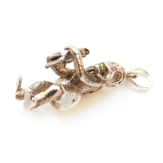 Vintage Solid Silver Monkey Playing Accordion Charm (4.1grams)