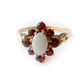 9k Gold Opal & Garnet Daisy Ring US Size 6.5