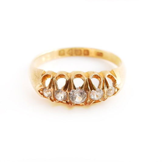 Antique 1920s 18ct Gold Diamond Ring Size 7
