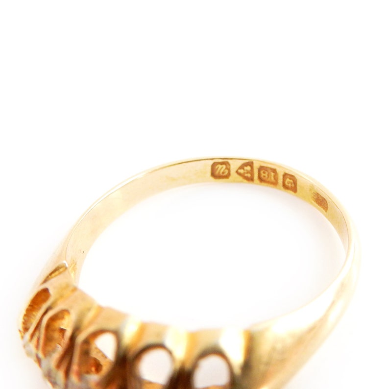 Antique 1920s 18ct Gold Diamond Ring US Size 7 UK P