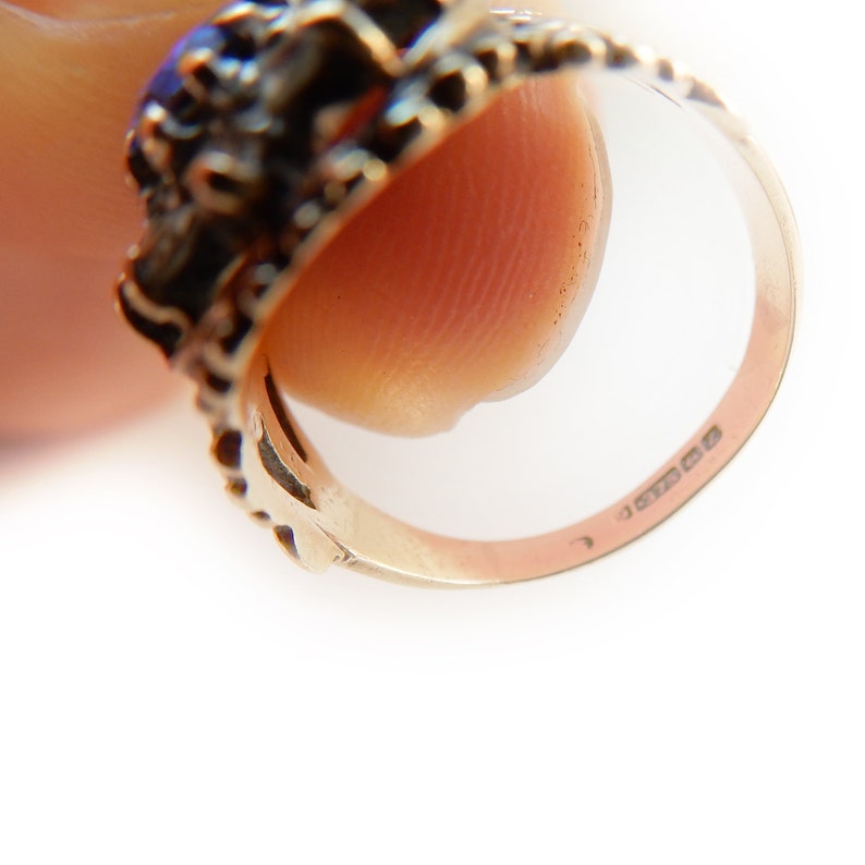 Victorian 9ct Gold Sapphire & Diamond Paste Ring Size 4 1/4