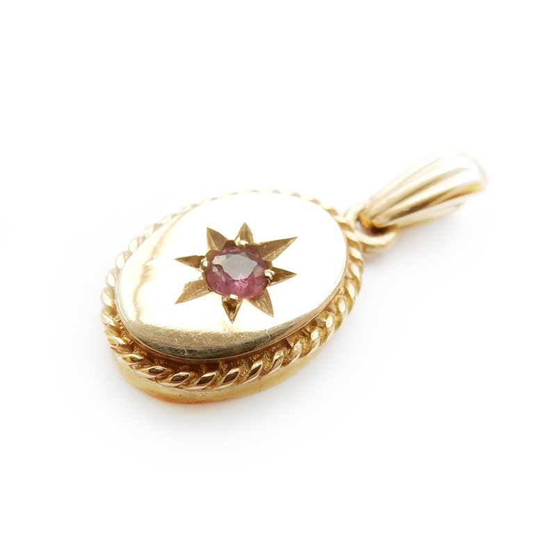 Antique 9ct Gold Ruby Celestial Star Charm Pendant