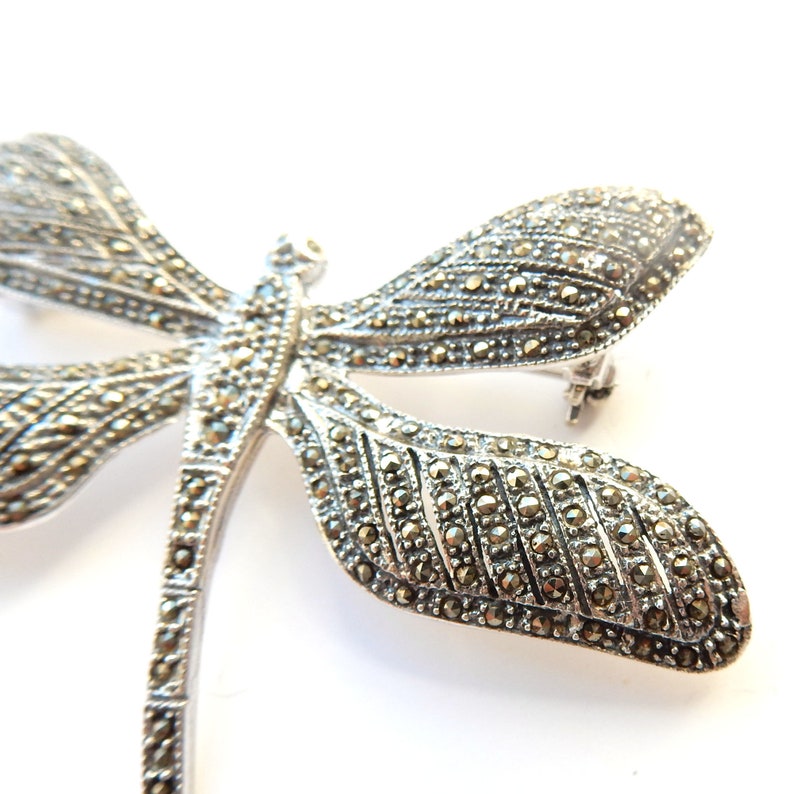 Sterling Silver Marcasite Dragonfly Brooch