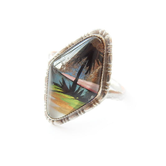 Antique Sterling Silver Morpho Butterfly Wing Ring TLM US Size 5.5